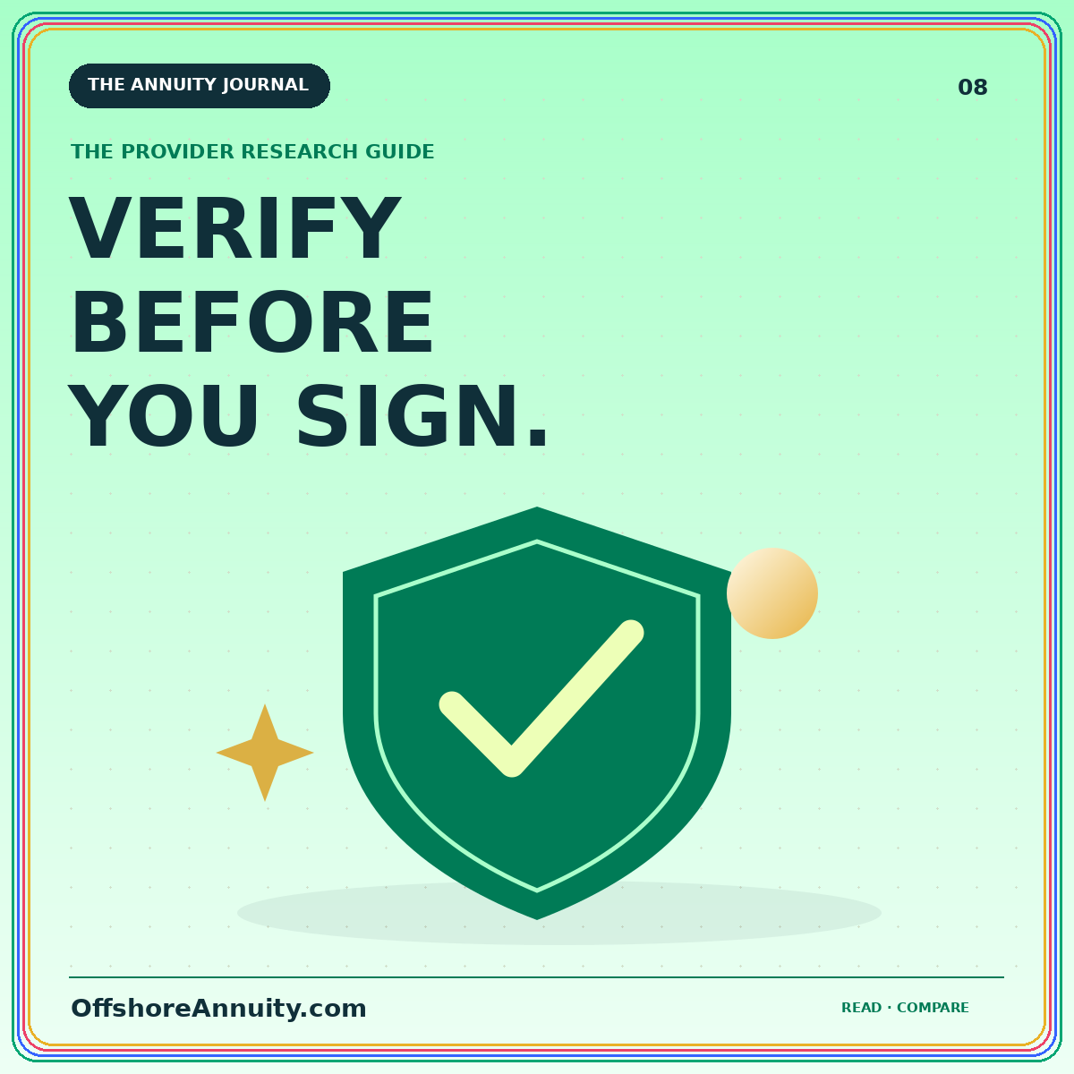 Verify the issuer, not the logo: original illustrated OffshoreAnnuity.com guide cover